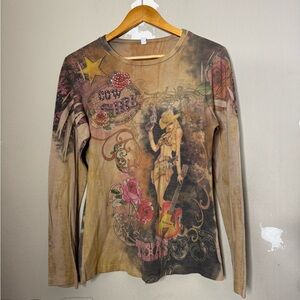 Texas cowgirl longsleeve Y2K style shirt large